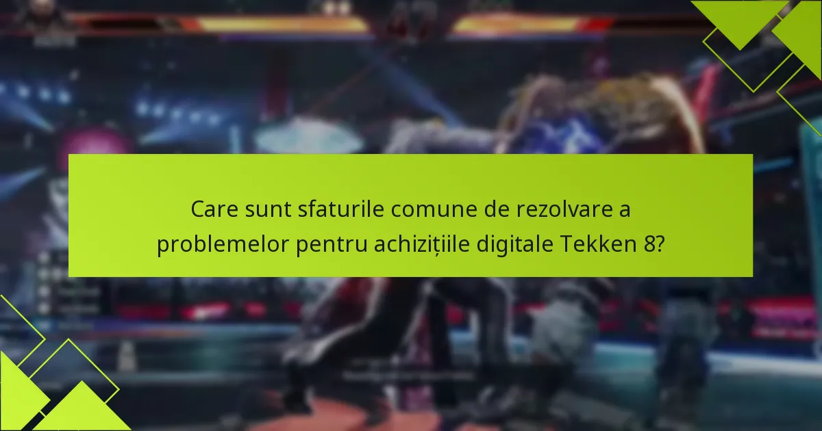 Care sunt sfaturile comune de rezolvare a problemelor pentru achizițiile digitale Tekken 8?