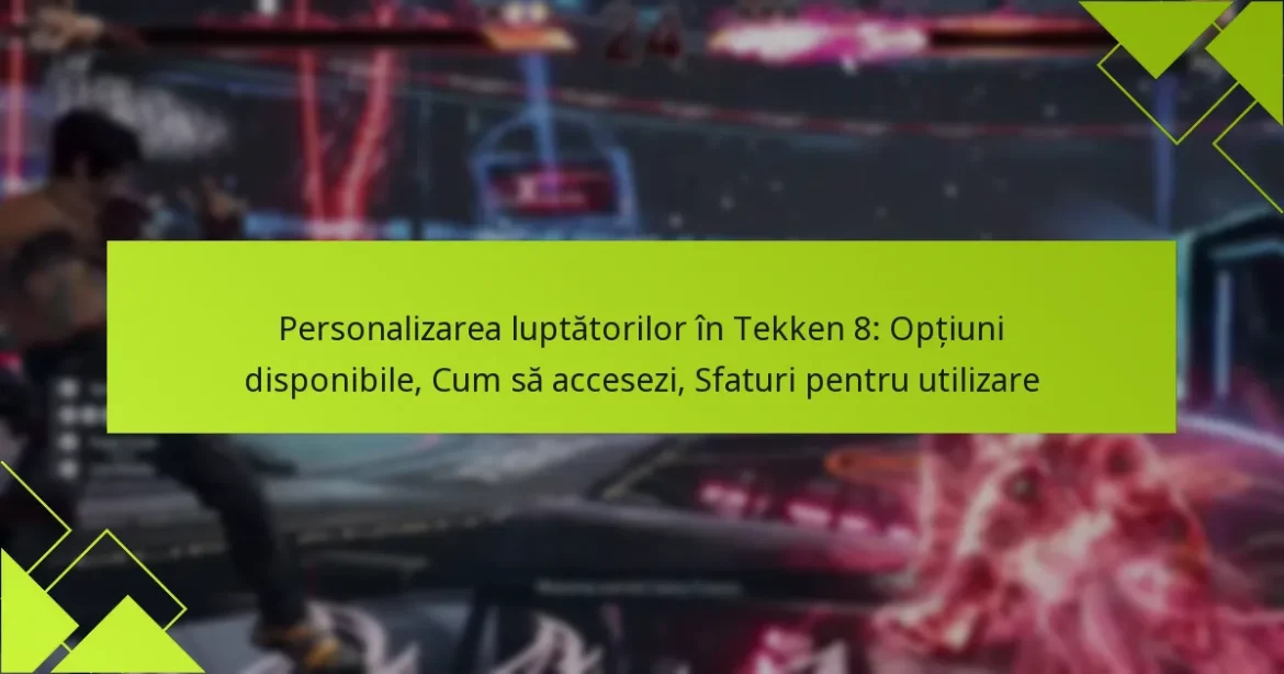 Personalizarea luptătorilor în Tekken 8: Opțiuni disponibile, Cum să accesezi, Sfaturi pentru utilizare